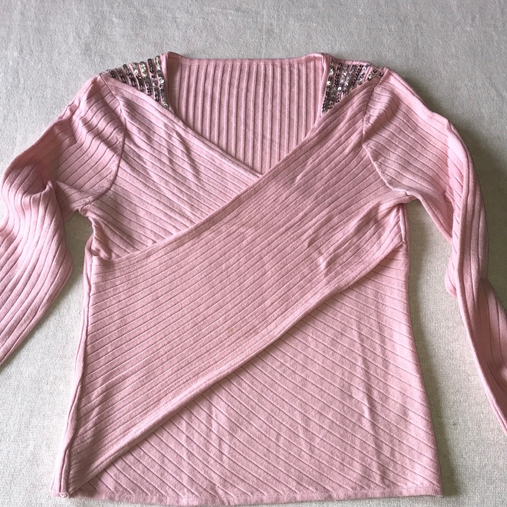 Pink wrap wool sweater